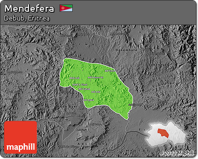 Political Map of Mendefera, darken, desaturated