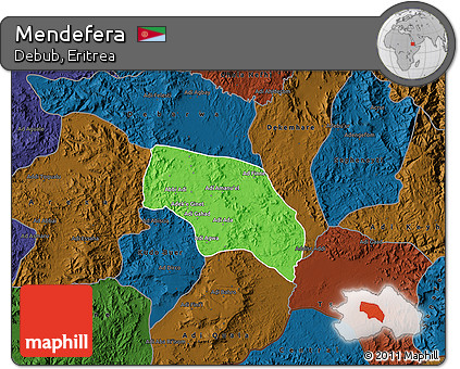 Political Map of Mendefera, darken