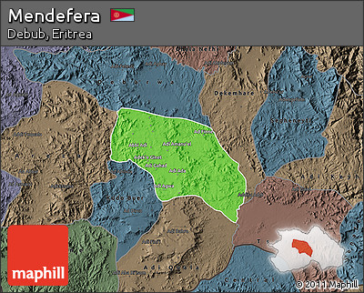 Political Map of Mendefera, darken, semi-desaturated