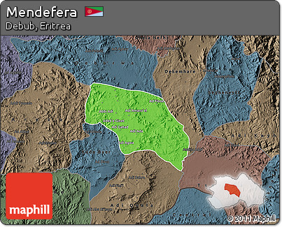 Political Map of Mendefera, darken, semi-desaturated