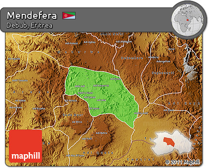 Political Map of Mendefera, physical outside