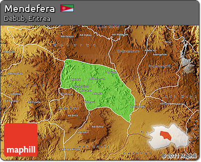 Political Map of Mendefera, physical outside