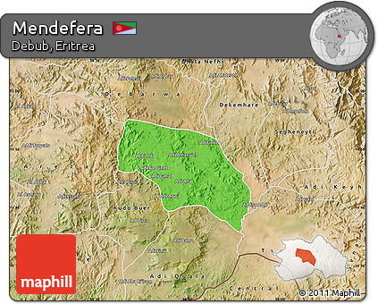 Political Map of Mendefera, satellite outside
