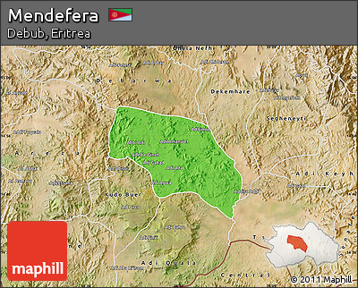 Political Map of Mendefera, satellite outside