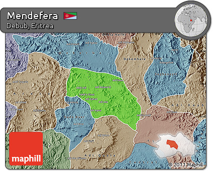 Political Map of Mendefera, semi-desaturated