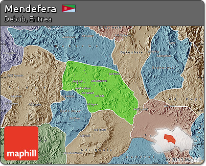 Political Map of Mendefera, semi-desaturated