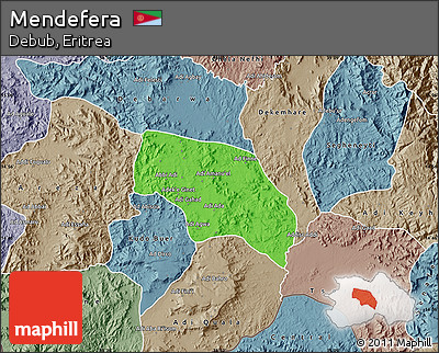Political Map of Mendefera, semi-desaturated