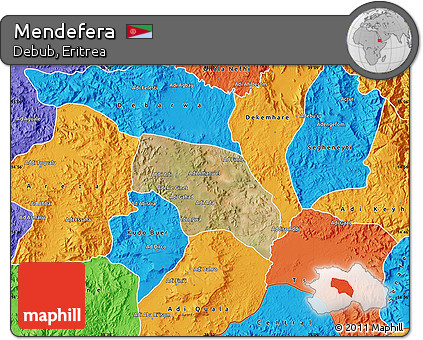 Satellite Map of Mendefera, political outside