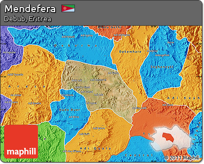 Satellite Map of Mendefera, political outside