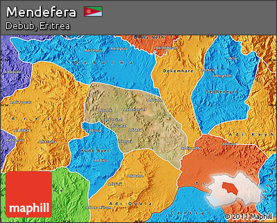 Satellite Map of Mendefera, political outside