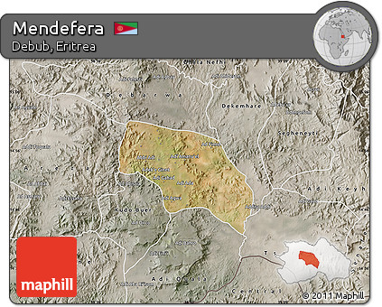 Satellite Map of Mendefera, semi-desaturated