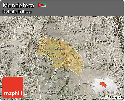Satellite Map of Mendefera, semi-desaturated