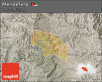 Satellite Map of Mendefera, semi-desaturated