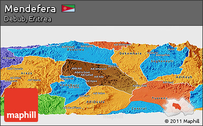 Physical Panoramic Map of Mendefera, political outside