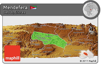 Political Panoramic Map of Mendefera, physical outside