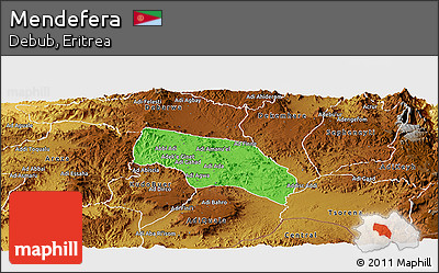 Political Panoramic Map of Mendefera, physical outside