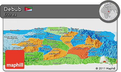 Political Panoramic Map of Debub, political shades outside