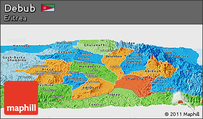 Political Panoramic Map of Debub, political shades outside