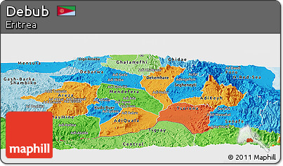 Political Panoramic Map of Debub, political shades outside