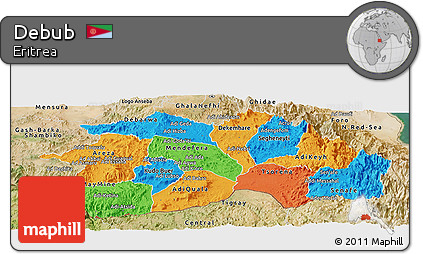Political Panoramic Map of Debub, satellite outside