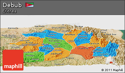 Political Panoramic Map of Debub, satellite outside