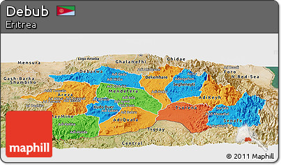 Political Panoramic Map of Debub, satellite outside