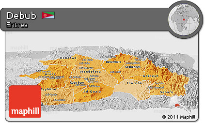 Political Shades Panoramic Map of Debub, lighten, desaturated