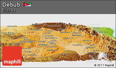 Political Shades Panoramic Map of Debub, physical outside