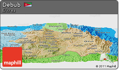 Satellite Panoramic Map of Debub, political shades outside