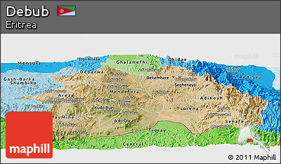 Satellite Panoramic Map of Debub, political shades outside