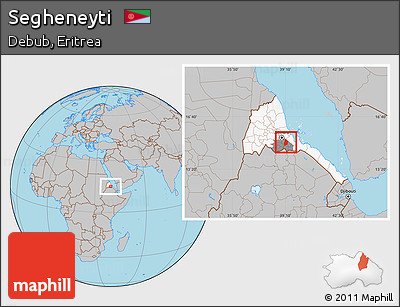 Gray Location Map of Segheneyti, highlighted country, highlighted parent region