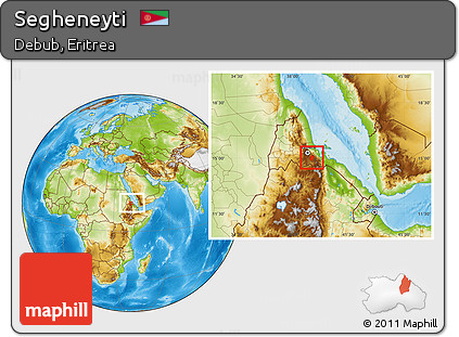 Physical Location Map of Segheneyti, within the entire country