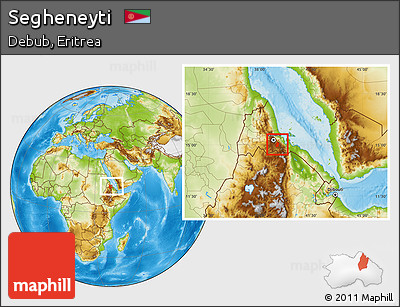 Physical Location Map of Segheneyti, within the entire country