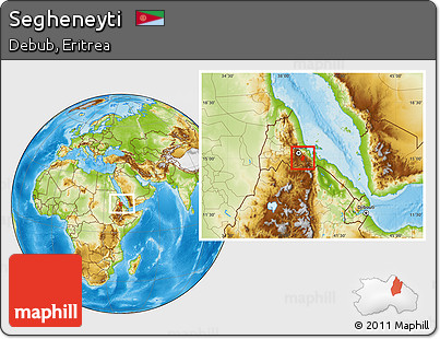 Physical Location Map of Segheneyti, within the entire country