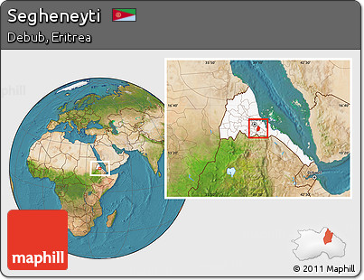 Satellite Location Map of Segheneyti, highlighted country