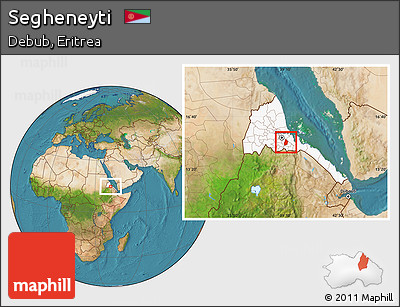 Satellite Location Map of Segheneyti, highlighted country