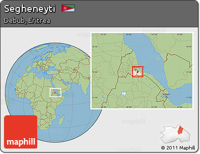 Savanna Style Location Map of Segheneyti, highlighted parent region, within the entire country