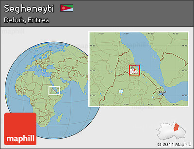 Savanna Style Location Map of Segheneyti, highlighted parent region, within the entire country
