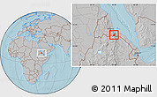 Gray Location Map of Sen'afe, hill shading