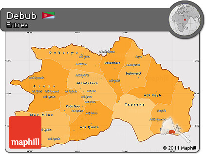 Political Shades Simple Map of Debub, cropped outside