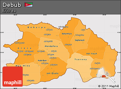 Political Shades Simple Map of Debub, cropped outside