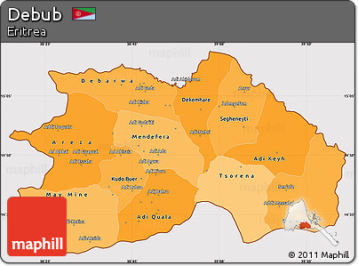 Political Shades Simple Map of Debub, cropped outside