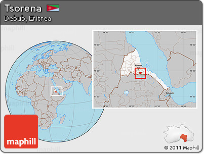 Gray Location Map of Tsorena, highlighted country, within the entire country