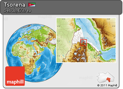 Physical Location Map of Tsorena, highlighted country, highlighted parent region, within the entire country