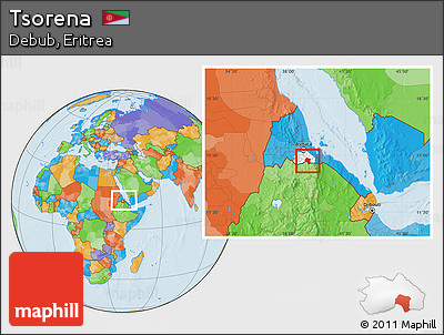 Political Location Map of Tsorena, highlighted parent region, within the entire country