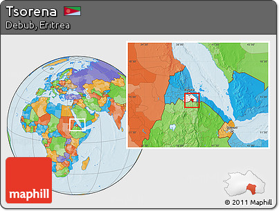 Political Location Map of Tsorena, highlighted parent region, within the entire country