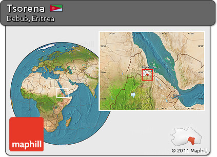 Satellite Location Map of Tsorena, highlighted parent region, within the entire country