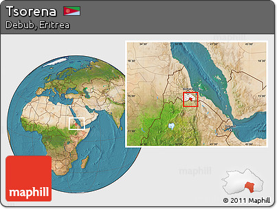 Satellite Location Map of Tsorena, highlighted parent region, within the entire country