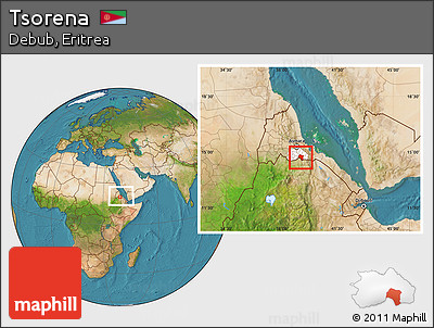 Satellite Location Map of Tsorena, highlighted parent region, within the entire country