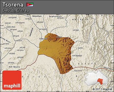 Physical Map of Tsorena, shaded relief outside